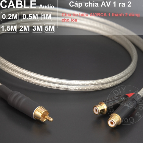 Dây chia AV 1 thành 2 DIY 0.2M đến 5M - RCA male to 2 RCA female cable