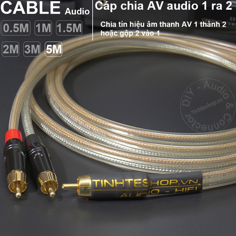 Dây chia hoa sen AV đực ra 2 AV đực DIY 0.5M đến 5M - RCA male to 2 male cable