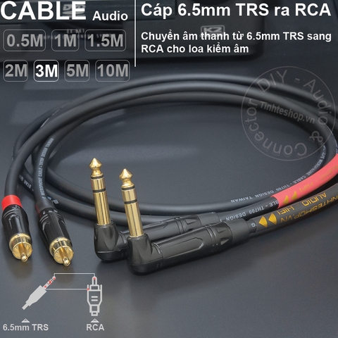 Cáp AV ra 6.5 TRS cho loa kiểm âm DIY 0.5 đến 10 mét 1 cặp - 1/4 TRS to RCA cable