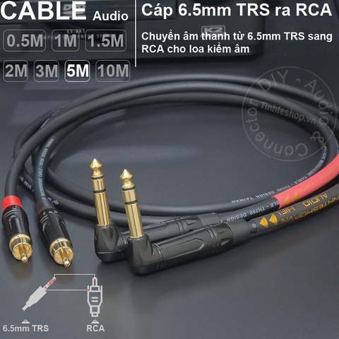 Cáp AV ra 6.5 TRS cho loa kiểm âm DIY 0.5 đến 10 mét 1 cặp - 1/4 TRS to RCA cable