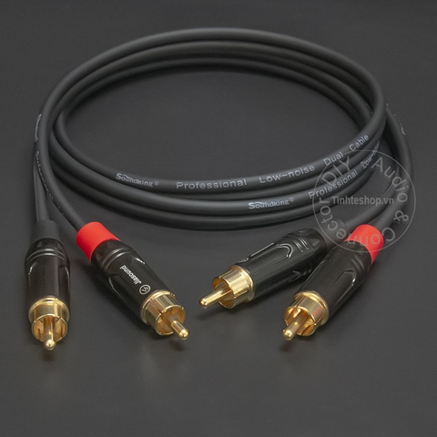 Cáp AV 2 đầu bông sen - RCA Audio cable DIY OFC 4N gold 24K plugs 0.5M 1M 1.5M... 20M