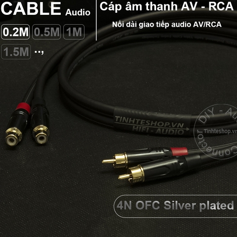 1 cặp - Cáp AV RCA nối dài - Dây âm thanh bông sen AV 1 cổng đực 1 cổng cái OFC 4N lõi mạ bạc 0.2M 0.5M 1M 1.5M