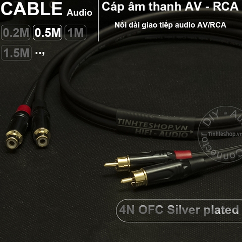 1 cặp - Cáp AV RCA nối dài - Dây âm thanh bông sen AV 1 cổng đực 1 cổng cái OFC 4N lõi mạ bạc 0.2M 0.5M 1M 1.5M