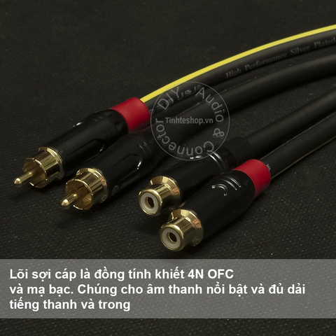 1 cặp - Cáp AV RCA nối dài - Dây âm thanh bông sen AV 1 cổng đực 1 cổng cái OFC 4N lõi mạ bạc 0.2M 0.5M 1M 1.5M
