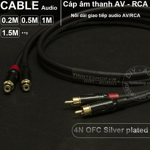 1 cặp - Cáp AV RCA nối dài - Dây âm thanh bông sen AV 1 cổng đực 1 cổng cái OFC 4N lõi mạ bạc 0.2M 0.5M 1M 1.5M