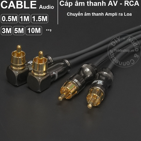 Cáp RCA đầu thẳng đầu bẻ góc DIY - Straight and angled RCA audio cable 0.5M 1M 1.5M 3M...10M