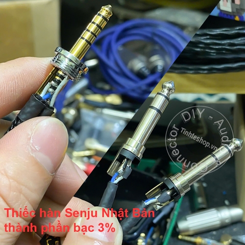 Dây balanced 4.4 sang 2 đầu 6 ly stereo lõi đồng mạ bạc
