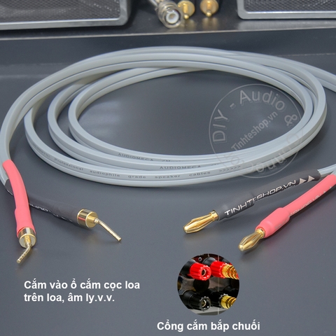 Dây loa giắc bắp chuối sang mỏ chim 1 vế - DIY 4mm to 2mm banana jack speaker cable 1 side OFC 5N copper