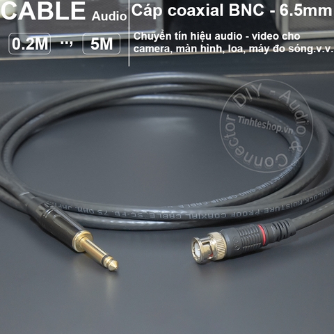 Dây BNC sang 6.5mm cho Thiết bị âm thanh Camera - BNC male to 6.35mm TS male signal cable