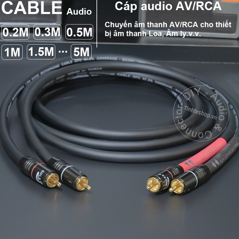 Dây bông sen 2 đầu 1 cặp DIY 0.2 đến 5 mét - 1 pair of RCA audio cable for DVD Amplifier Speaker