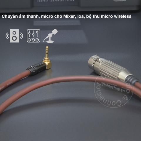 Dây 3.5 sang canon cái DIY chuyển âm thanh micro cho Mixer Loa Sound card - XLR female to 3.5mm balanced cable