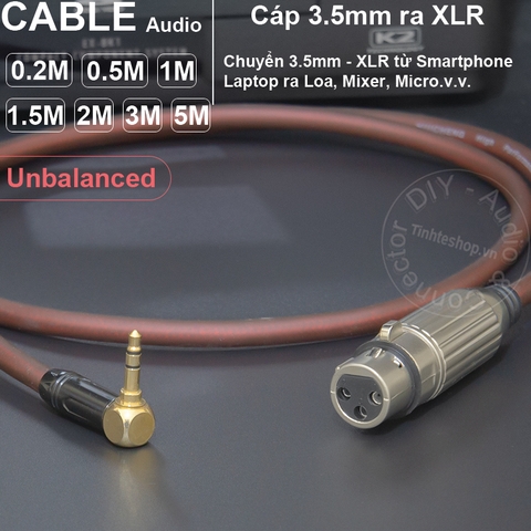 Dây chuyển 3.5 sang canon unbalanced chuyển từ Laptop Smartphone sang Micro Mixer Sound card - XLR female to 3.5mm cable