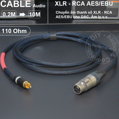 Dây AES/EBU canon sang AV 0.2 đến 10 mét - DIY AES EBU XLR female to RCA digital audio cable