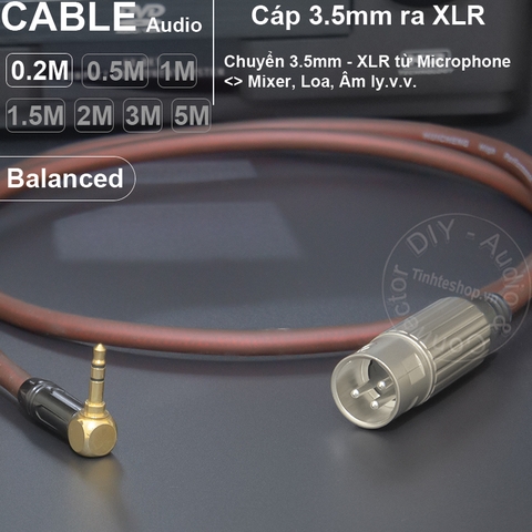 Cáp canon sang 3.5 DIY 0.2 đến 5 mét chuyển micro audio cho Mixer Sound card Loa - XLR male to 3.5mm balanced cable
