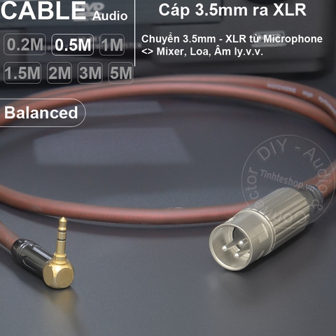 Cáp canon sang 3.5 DIY 0.2 đến 5 mét chuyển micro audio cho Mixer Sound card Loa - XLR male to 3.5mm balanced cable