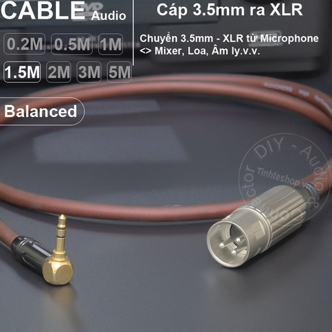 Cáp canon sang 3.5 DIY 0.2 đến 5 mét chuyển micro audio cho Mixer Sound card Loa - XLR male to 3.5mm balanced cable