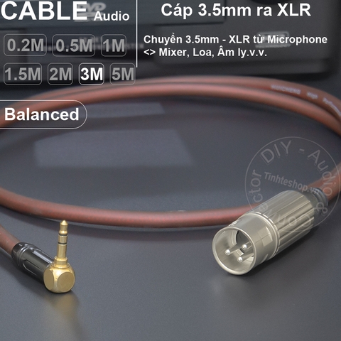 Cáp canon sang 3.5 DIY 0.2 đến 5 mét chuyển micro audio cho Mixer Sound card Loa - XLR male to 3.5mm balanced cable