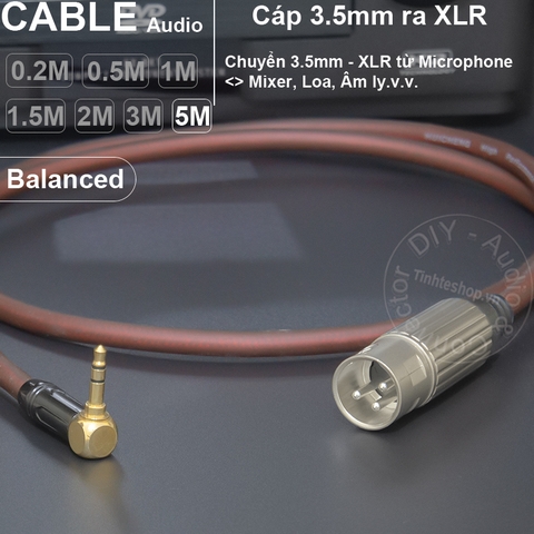 Cáp canon sang 3.5 DIY 0.2 đến 5 mét chuyển micro audio cho Mixer Sound card Loa - XLR male to 3.5mm balanced cable