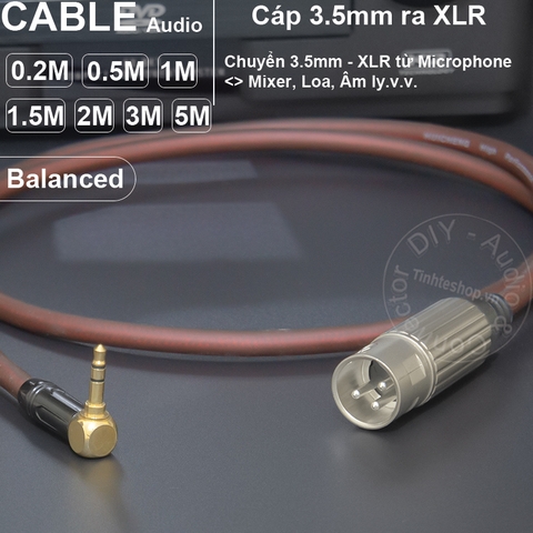 Cáp canon sang 3.5 DIY 0.2 đến 5 mét chuyển micro audio cho Mixer Sound card Loa - XLR male to 3.5mm balanced cable