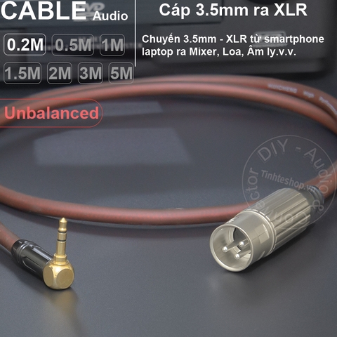 Cáp 3.5 sang canon đực chuyển âm thanh micro cho Laptop Smartphone DIY 0.2 đến 5 mét - XLR male to 3.5mm unbalanced