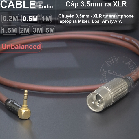 Cáp 3.5 sang canon đực chuyển âm thanh micro cho Laptop Smartphone DIY 0.2 đến 5 mét - XLR male to 3.5mm unbalanced
