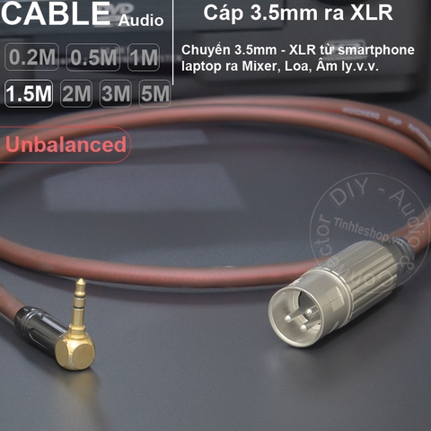 Cáp 3.5 sang canon đực chuyển âm thanh micro cho Laptop Smartphone DIY 0.2 đến 5 mét - XLR male to 3.5mm unbalanced