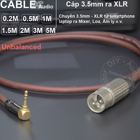 Cáp 3.5 sang canon đực chuyển âm thanh micro cho Laptop Smartphone DIY 0.2 đến 5 mét - XLR male to 3.5mm unbalanced