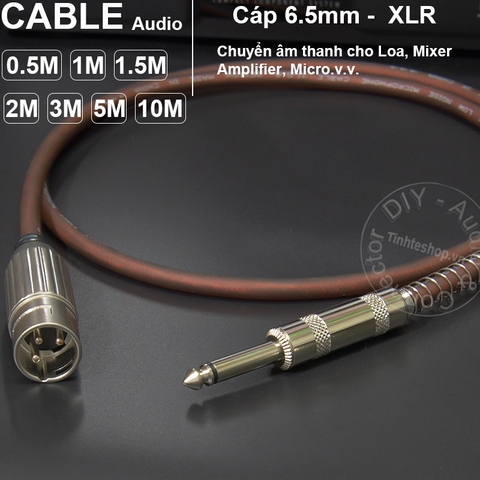 Dây 6 ly ra canon đực DIY 0.5 đến 5 mét - XLR male to 6.35mm TS cable