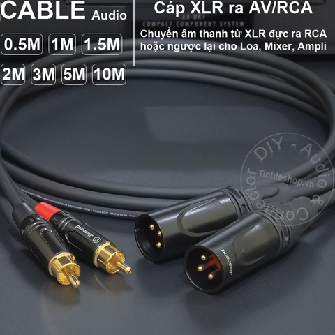 Dây canon sang AV 1 cặp DIY 0.5 đến 5 mét - XLR male to RCA cable