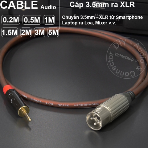 Dây 3.5 ra canon đực unbalanced DIY 0.2 đến 5 mét chuyển từ Laptop Smartphone sang micro Mixer