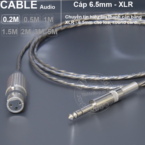 Dây canon sang TRS 6.5mm DIY chuyển âm thanh cho Mixer Sound card Loa kiểm âm - XLR female to 1/4 stereo cable