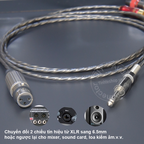 Dây canon sang TRS 6.5mm DIY chuyển âm thanh cho Mixer Sound card Loa kiểm âm - XLR female to 1/4 stereo cable