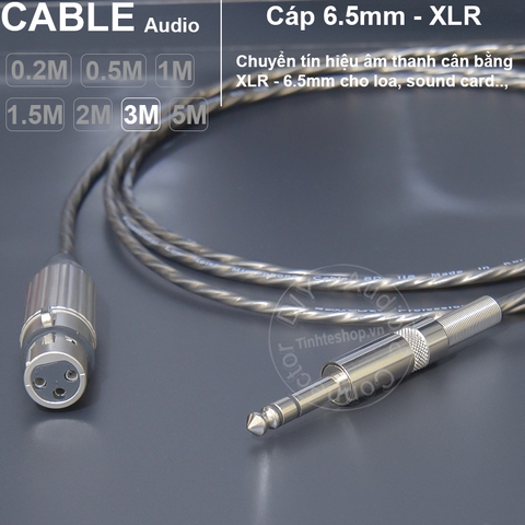 Dây canon sang TRS 6.5mm DIY chuyển âm thanh cho Mixer Sound card Loa kiểm âm - XLR female to 1/4 stereo cable