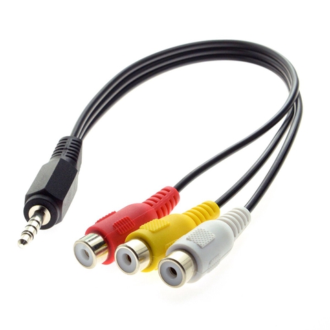 Cáp 3.5mm ra 3 đầu bông sen AV audio + video 20Cm - 3.5mm male to 3 RCA female cable