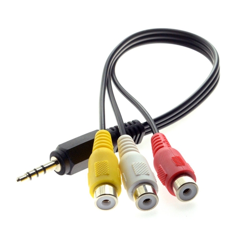 Cáp 3.5mm ra 3 đầu bông sen AV audio + video 20Cm - 3.5mm male to 3 RCA female cable