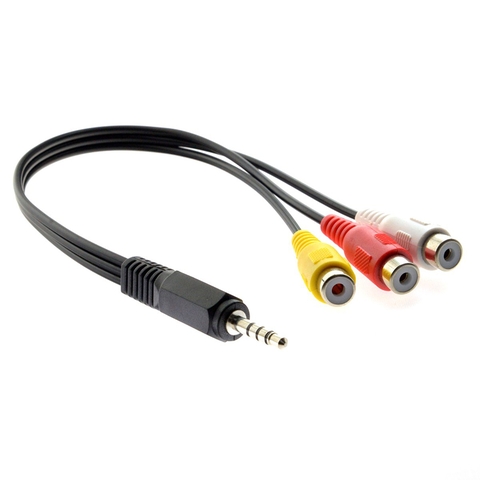 Cáp 3.5mm ra 3 đầu bông sen AV audio + video 20Cm - 3.5mm male to 3 RCA female cable