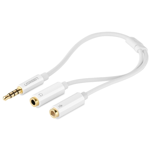 Cáp chia 3.5mm AUX 1 ra 2 1 cổng mic 1 cổng tai nghe 20Cm Ugreen AV141 10789