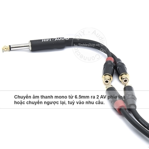 Cáp chia âm thanh 6,35mm 6,5mm mono Âm ly Mixer ra 2 AV bông sen loa 0.2 mét 0.5 mét 1 mét