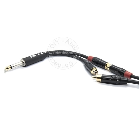 Cáp chia âm thanh 6,35mm 6,5mm mono Âm ly Mixer ra 2 AV bông sen loa 0.2 mét 0.5 mét 1 mét