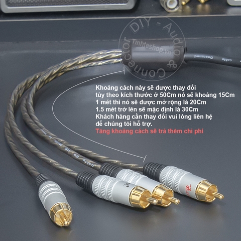 Dây AV 2 ra 4 0.5 đến 5 mét - DIY RCA 2 to 4 analog audio splitter cable