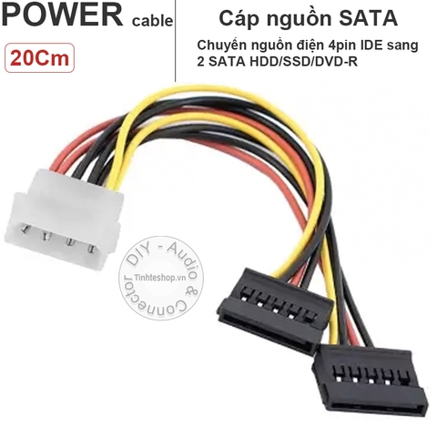 Cáp nguồn 4 pin IDE ra 2 SATA cấp nguồn cho HDD SSD DVD-R - Molex IDE 4pin to 2 SATA 20Cm