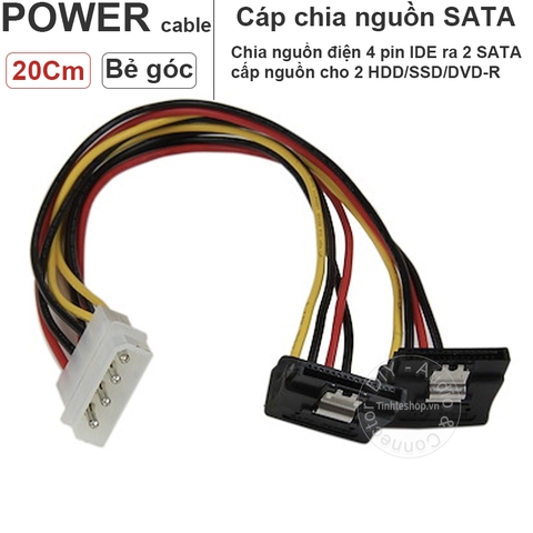 Cáp nguồn 4 pin IDE ra 2 SATA cấp nguồn cho HDD SSD DVD-R - Molex IDE 4pin to 2 SATA 20Cm