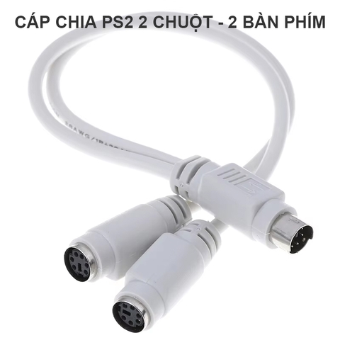 PS2 male to dual female splitter cable for computers, PS2 keyboards and mice, or industrial computers.