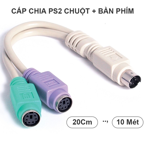 Cáp chia PS2 dùng chung chuột bàn phím - PS2/2 male to 2 male to 2 female keyboard adapter cable