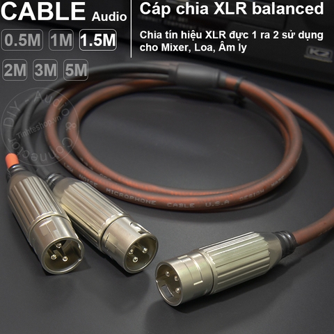 Dây chia Canon đực 1 ra 2 DIY 0.5M đến 5M - XLR male to 2 XLR male cable