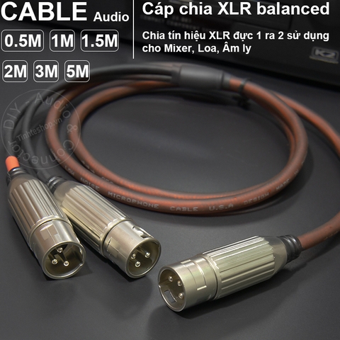 Dây chia Canon đực 1 ra 2 DIY 0.5M đến 5M - XLR male to 2 XLR male cable