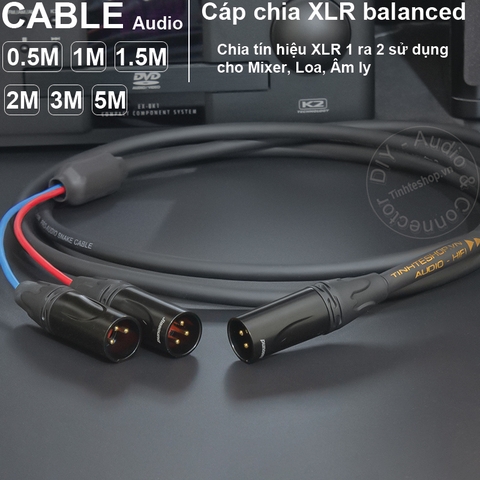 Dây chuyển canon đực sang 2 đực cắm Micro MIxer Đẩy - XLR male to 2 male balanced signal splitter cable