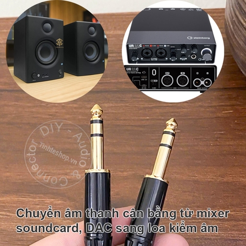 Dây 6.5 ly TRS balanced cho Soundcard Mixer đến Loa kiểm âm KRK ROKIT 7G4 PreSonus Eris E3.5 Yamaha HS3.v.v.