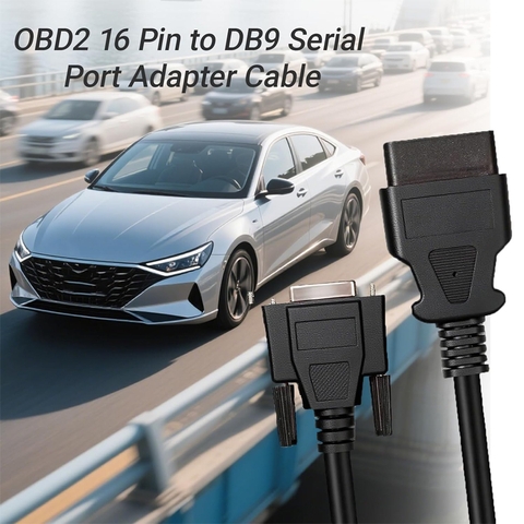 OBD2 16-pin to DB9 diagnostic adapter cable, female to male connector, DB9 Serial RS232 extension cable