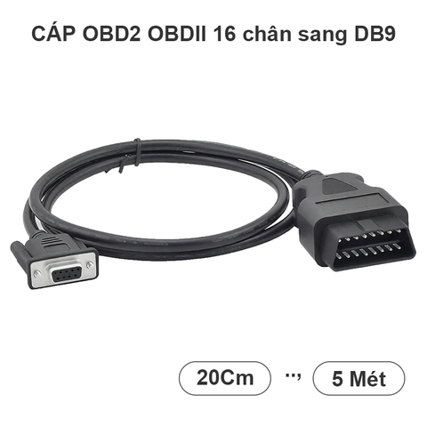 OBD2 16-pin to DB9 diagnostic adapter cable, female to male connector, DB9 Serial RS232 extension cable